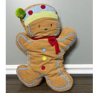 St Nicholas Square Gingerbread Man Corduroy Plush Christmas Pillow